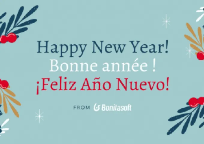 Happy New Year 2021 from Bonitasoft in english, french, and spanish